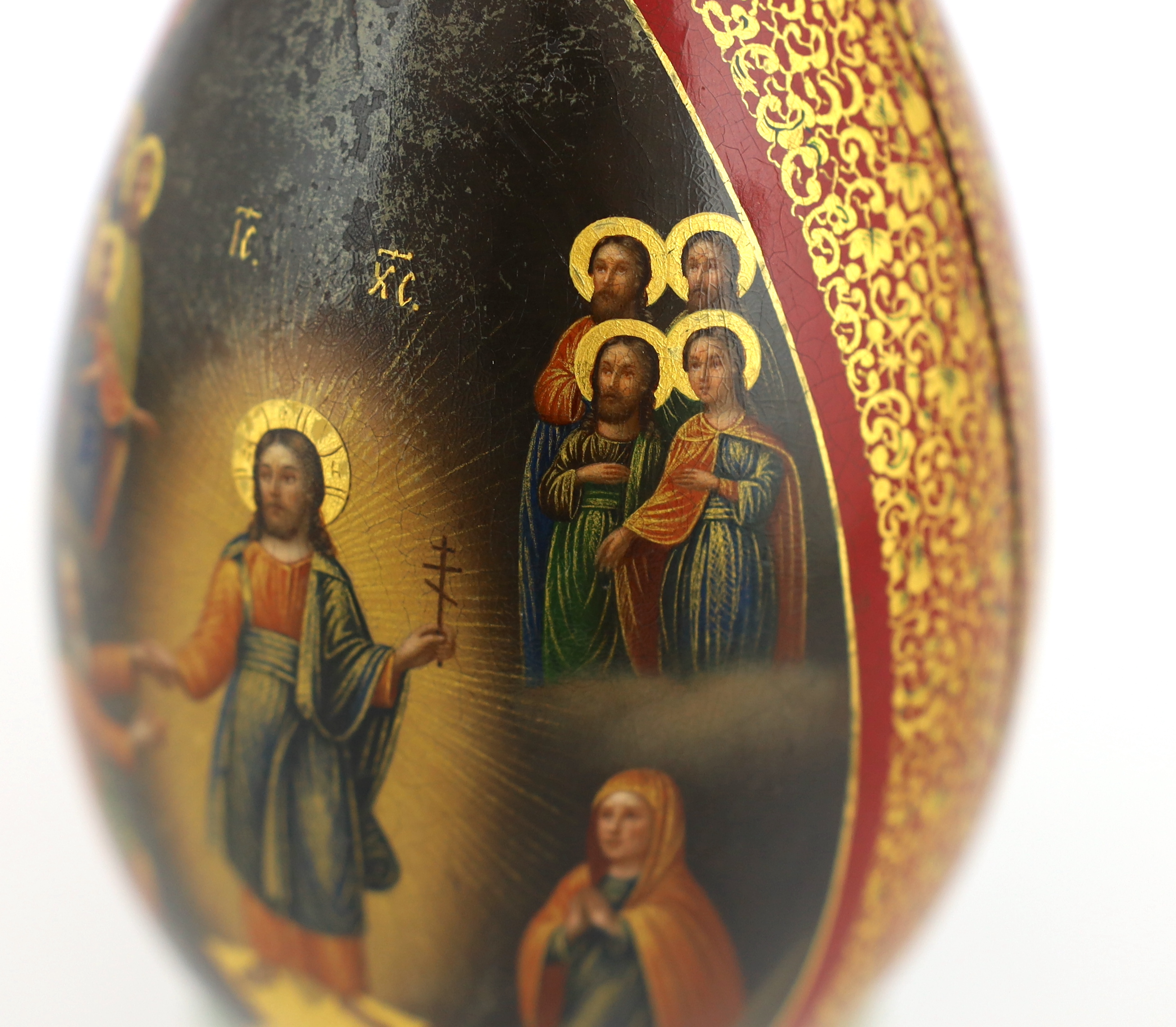 A Russian lacquer ‘Old Believers’ Easter egg, c.1860-80
